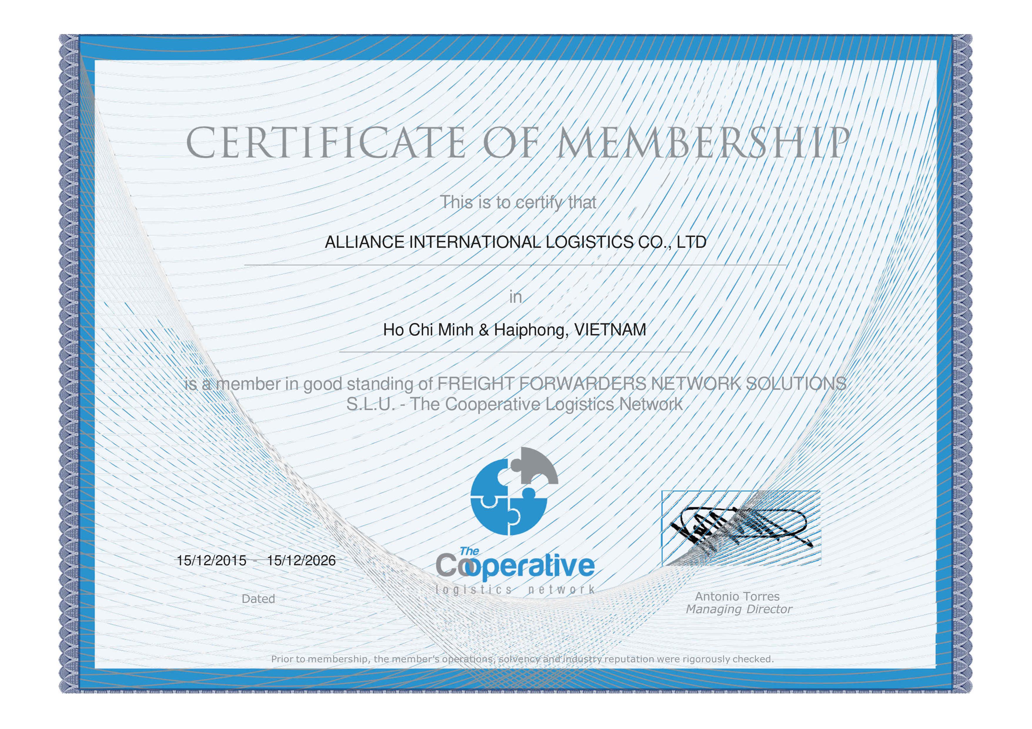 Chứng nhận hội viên COOP 2026